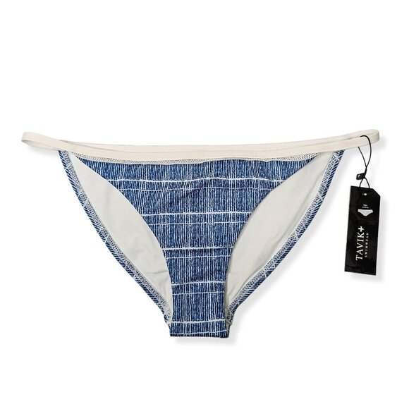 Tavik Size Small Blue And White Antic Full Bikini Bottom Swim Thin Strap Hip - Picture 2 of 6